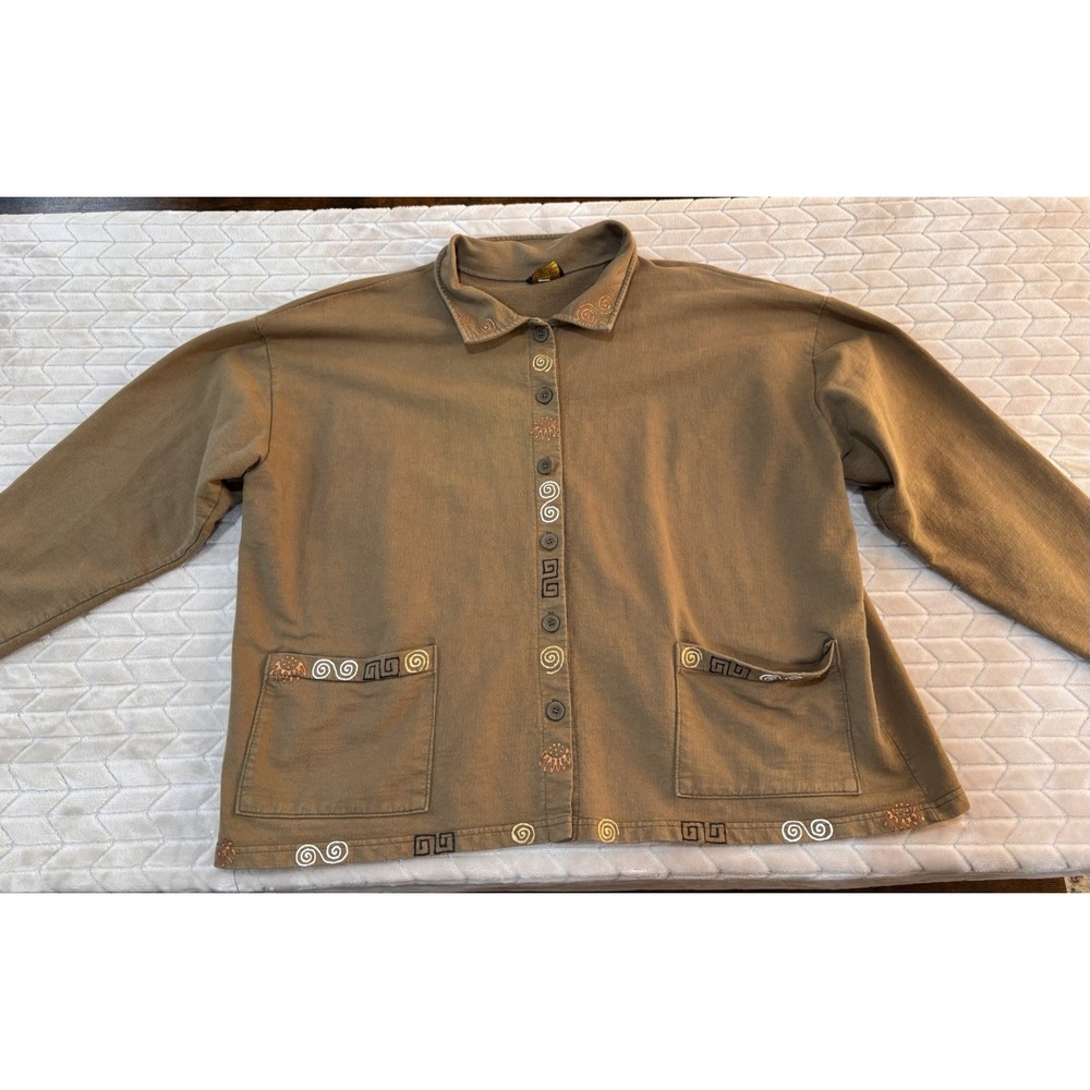 Babytoes Cotton Olive Barn Jacket Sz XL Chore Coat Gorpcore Whimsigoth Lagenlook - Picture 9 of 16